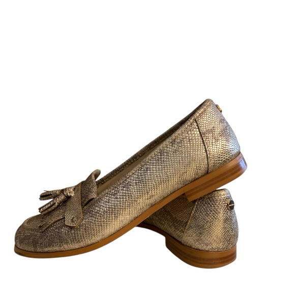 KURT GEIGER Gold Leather Snakeskin Loafers - Picture 5 of 9